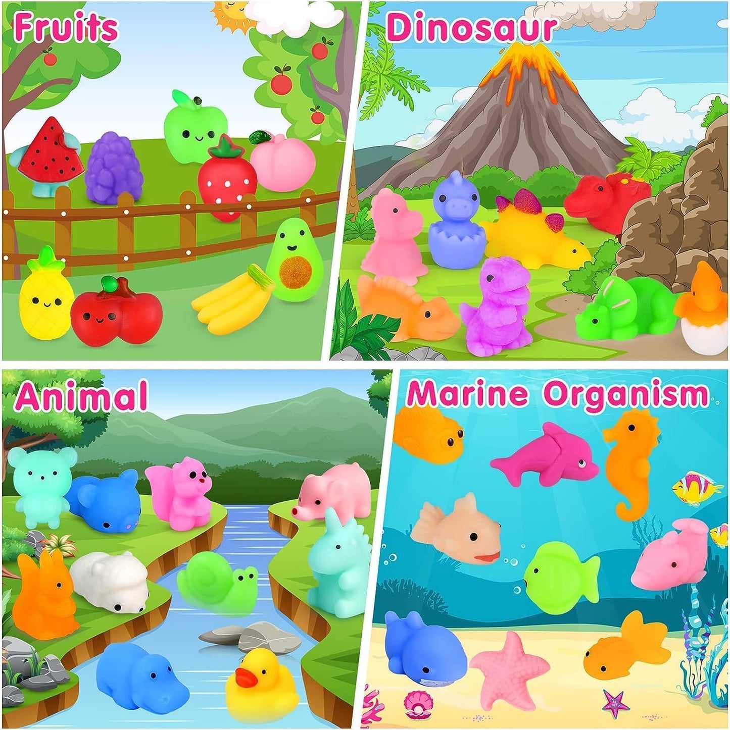 100Pcs Mochi Squishy Toys, Kawaii Squishies Fidget Toys Pack - Stress Relief Toys Party Bags Fillers For Box Toys For Classroom