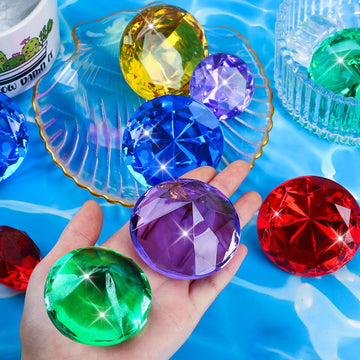MARFOREVER Extra Large 60MM Diving Gems Set - Colorful Acrylic Pirate Treasure Pool Toys for Summer Party Favors, Boys & Girls