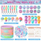 Capoda 122 Pcs Mermaid Party Favors for Girls Mermaid Theme Bracelets Keychains Pin Badges Stampers Rings Stickers Organza Bags
