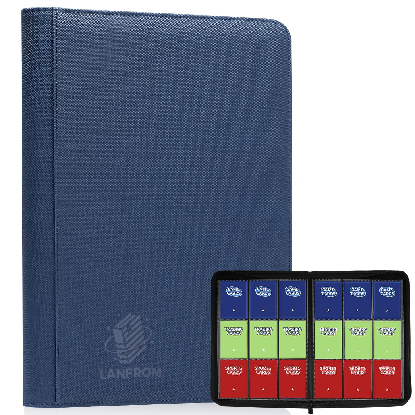 9 Pocket Card Binder  enhanced Ringless Trading Card Binder 360 Side Loading Pocket PU Card Collection Binder  Sturdy Collectible Card Albums Card Folder for MTG  TCG  Sports Cards  Game Cards-Blue