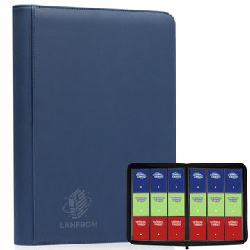 9 Pocket Card Binder  enhanced Ringless Trading Card Binder 360 Side Loading Pocket PU Card Collection Binder  Sturdy Collectible Card Albums Card Folder for MTG  TCG  Sports Cards  Game Cards-Blue