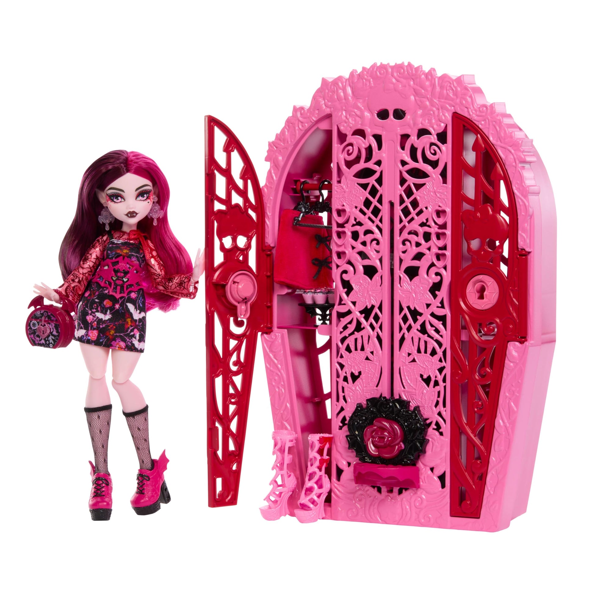 Monster High Skulltimate Secrets Doll & Accessories Set, Garden Mysteries Draculaura With Reveal Closet & 19+ Tea Party Surprise