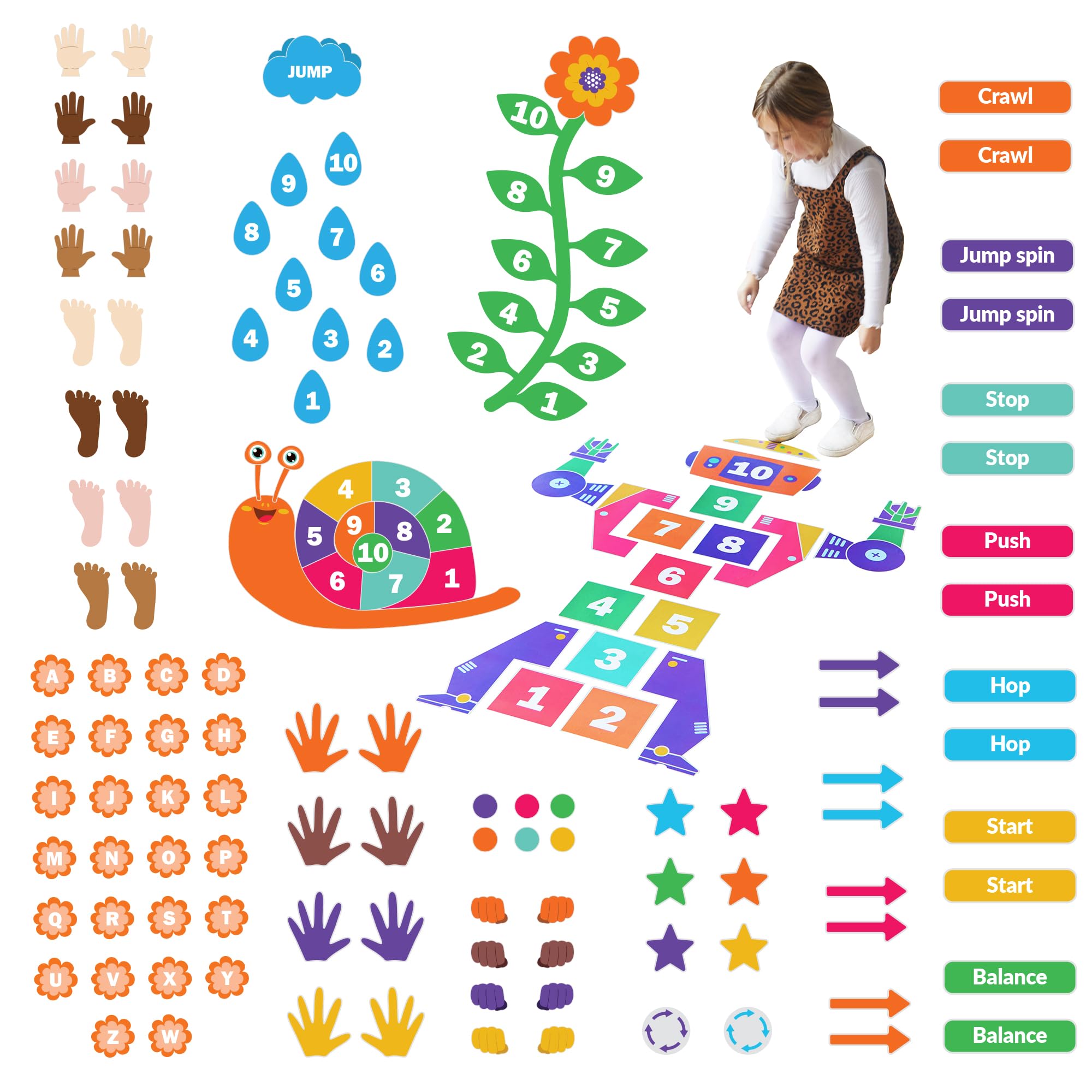 ODOXIA Sensory Path Decals - 173 Educational Vinyl Stickers for Kids ...