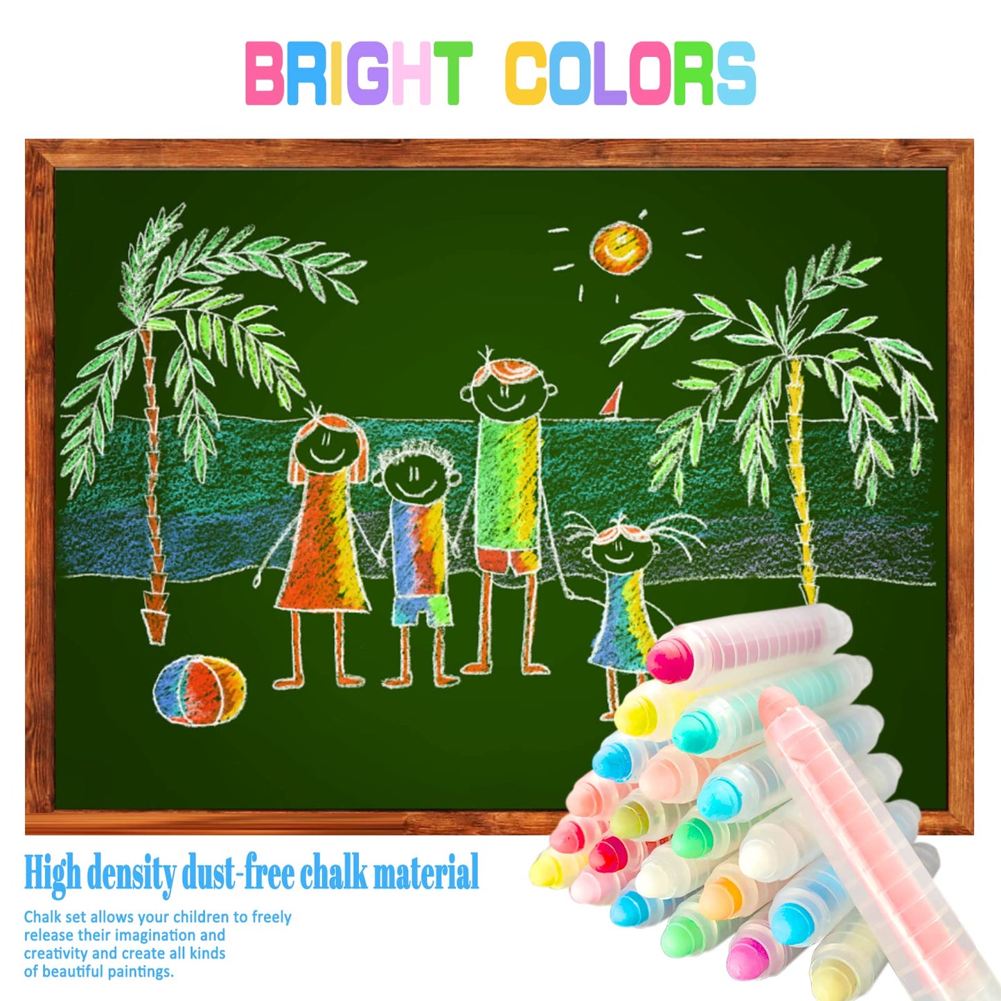 12 Pcs Sidewalk Chalk Set For Kids, 12 Colors Dust-Free Washable Outdoor Toddler Chalk With Holder For Blackboard Drawing Writin