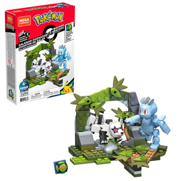 Mega Construx Pokemon Machop Vs. Galarian Zigzagoon Construction Set, Building Toys For Kids (Gvk82) , Red, 6 Years And Up