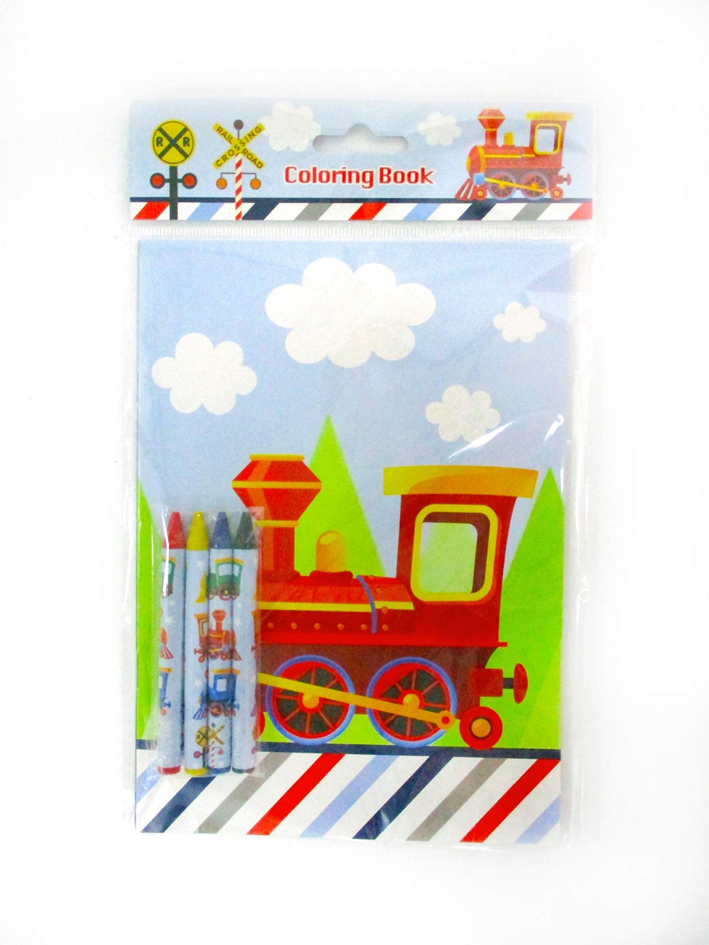 Tiny Mills Train Coloring Book Set with 12 Coloring Books and 48 Crayons Train Birthday Party Favor Bag Filler Rewards Classroom