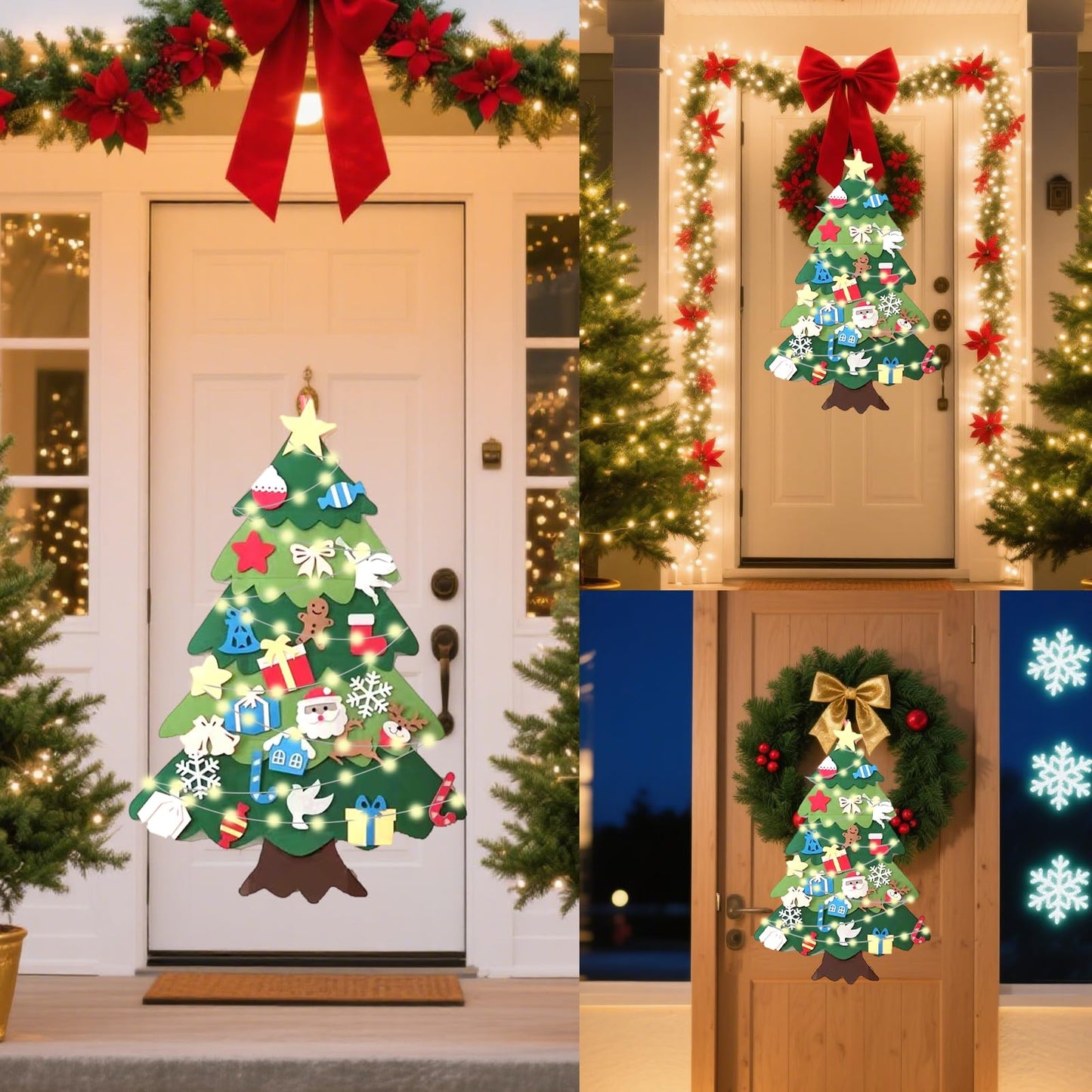 Montessori Felt Christmas Tree for Toddlers DIY Felt Christmas Tree Set with 32 Ornaments for Kids Toddlers Home Wall Hanging Fe