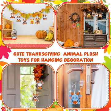 Blueweenly 24 Pcs Mini Thanksgiving Stuffed Animal Bulk Fall Small Plush Stuffed Animal Toy With Pumpkin Autumn Plush Keychain Decorations Tiny Thanksgiving Plush Doll For Party Favor Bag Filler