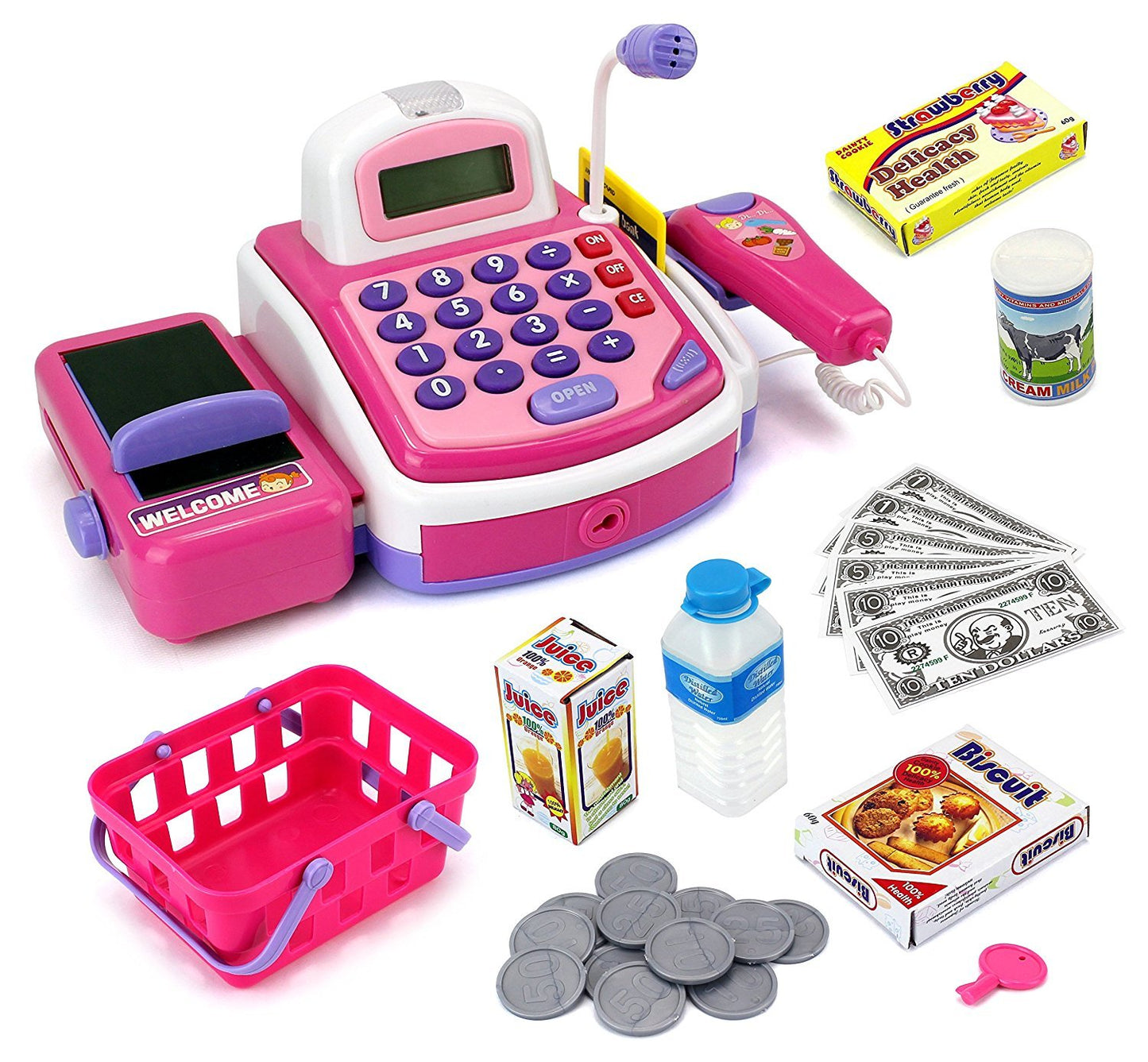 Pretend Play Electronic Cash Register Toy Realistic Actions And Sounds For 36 Months To 216 Months