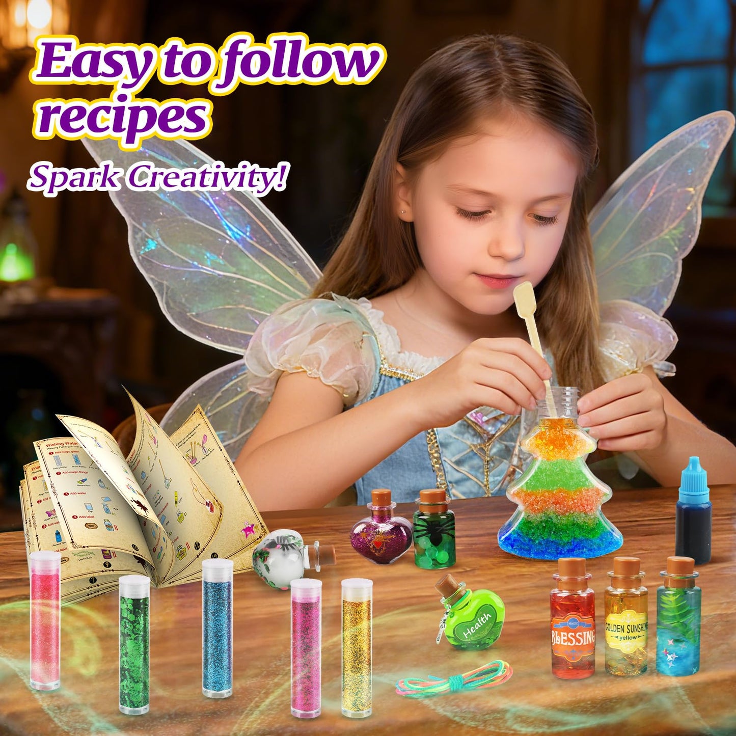 Potion Magic Kit for Kids  22 Magic Fairy Arts and Crafts Kit Potion Bottles Birthday Gifts Toys for Girls 6-12 Year Old Decorations School Family Craft Activities Party Favors