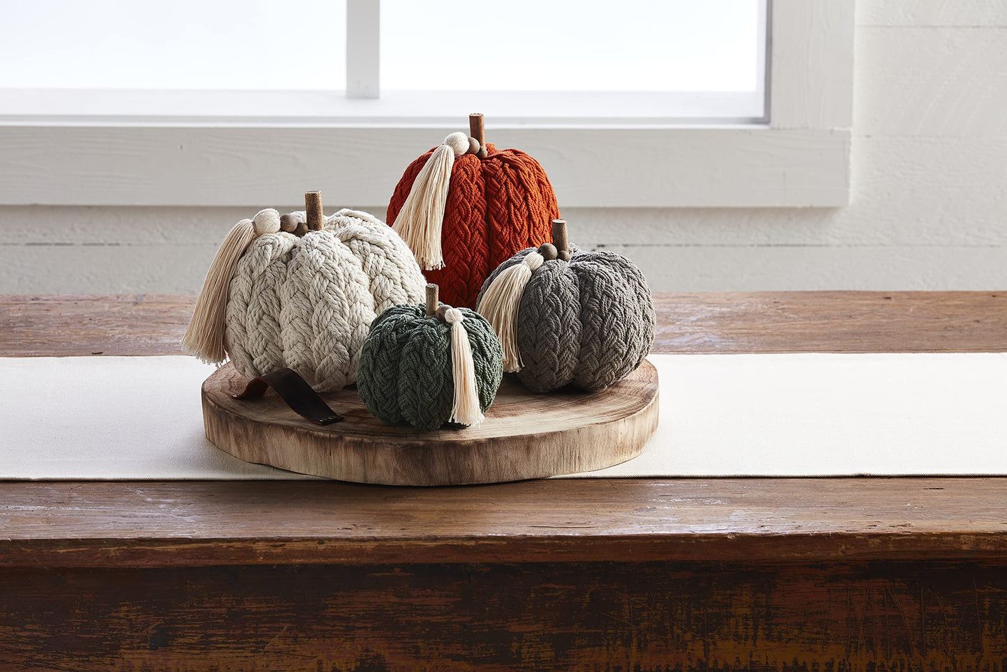 Mud Pie, Gray Braided Rope Pumpkin Sitter, 4 3/4'' X 6 1/2'' Dia