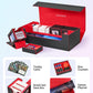 UAONO Trading Card Storage Box for MTG  Fits 7 Pcs Small Commander Deck Box  Large Card Deck Case with Dice Box for TCG PTCG Magic Sports Cards Game Playmat (Black  Red)