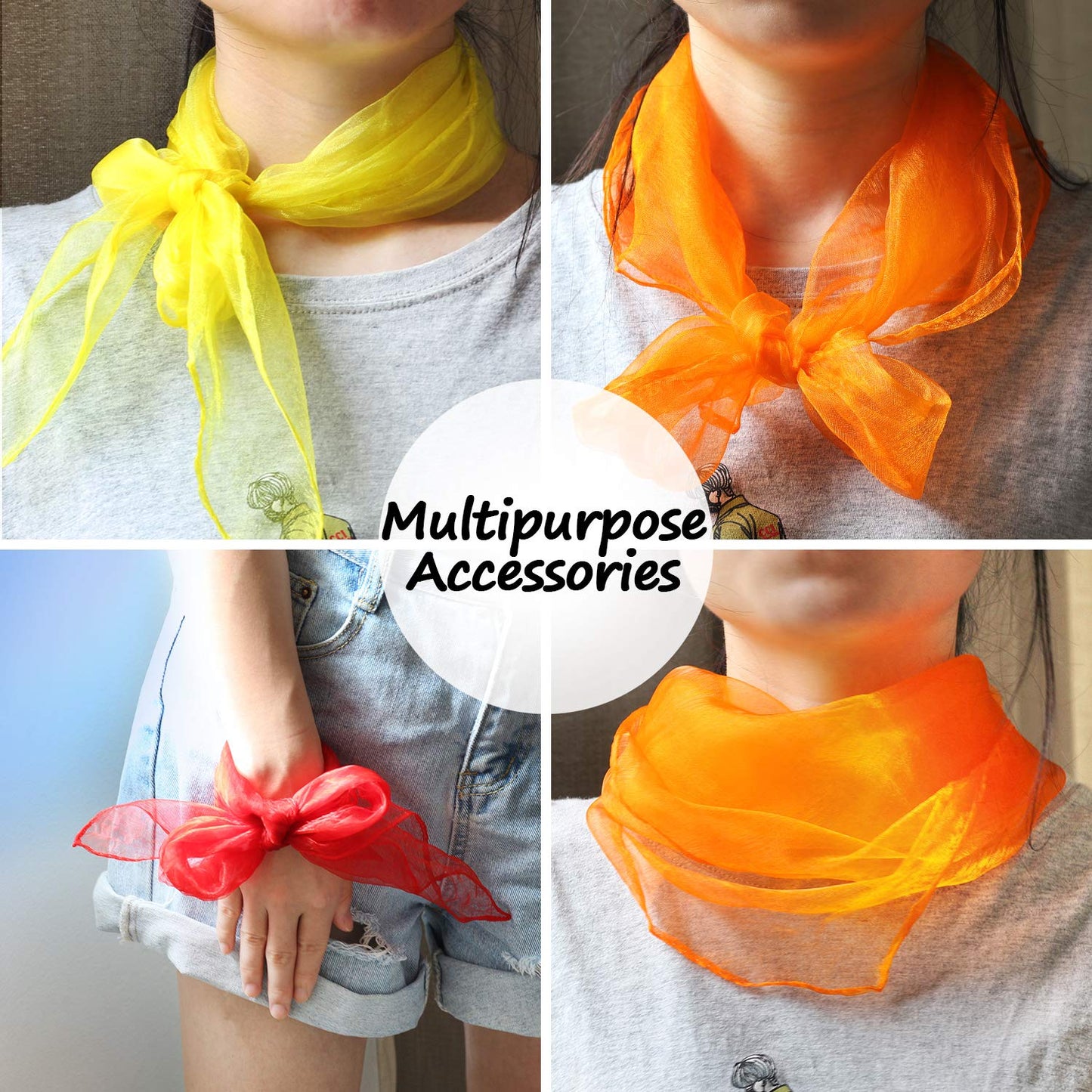 Novelty Place 12Pcs Dance Juggling Scarves, Silk Square Play Scarves For Toddlers And Kids - Performance Props Musical Instrument Accessories - 6 Colors