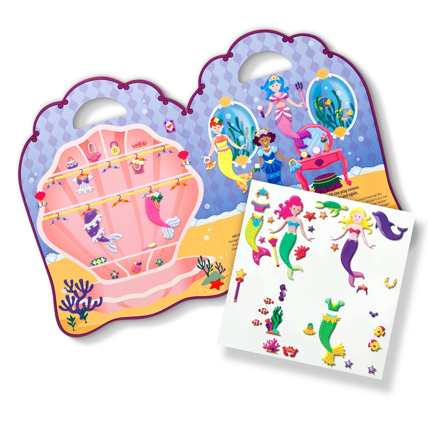 Melissa & Doug Puffy Sticker Play Set – Mermaids, 65 Reusable Stickers, Mess-Free Travel Toy for Kids, One Size, Multi-colored