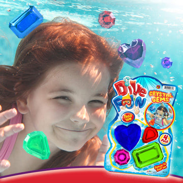 Ja-Ru Dive Fun Crystal Gems Diving Toys (1 Pack 4 Gems) Beach, Bath, & Pool Toys For Kids, Girls & Boys. Swimming Underwater Diving Activity Water Jewels Toys. Pool And Mermaid Party. 879-1P