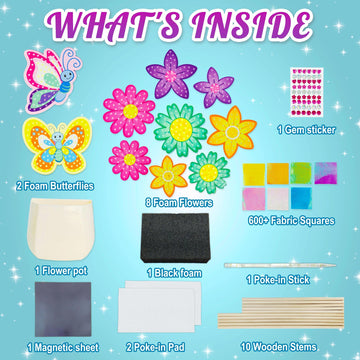 AGENTLAN Art & Craft Activity, Poke Fun Flower Bouquet Craft Kit, Fun & Easy Art Kits for Kids, DIY Garden Kids Activities, Gift