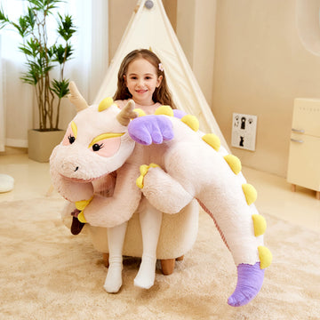 Ikasa Giant Dragon Stuffed Animal Plush Toy,Large Dinosaur Big Jumbo Soft Toys,Huge Size Cute Plushy Fluffy Fat Oversized Plushie,Gifts For Kids Girls Boys Girlfriend (White, 30 Inches)