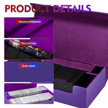 Scimi Premium Trading Card Storage Case Tcg Deck Box Holds 800+ Sleeved Cards For Mtg, Yugioh, Uno, Sport With Strong Magnet Closure (Purple)
