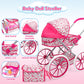 deAO Baby Doll Stroller Set High Chair Travel Diaper Bag with 12 inch Baby Doll Accessories Pretend Play Toys with Foldable Stro