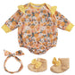 Babeside 3 Pcs Reborn Baby Doll Clothes For 17-22 Inch Dolls, Baby Doll Outfits Accessories With Floral Pattern For Lifelike Reborn Baby Dolls Accessories, Yellow