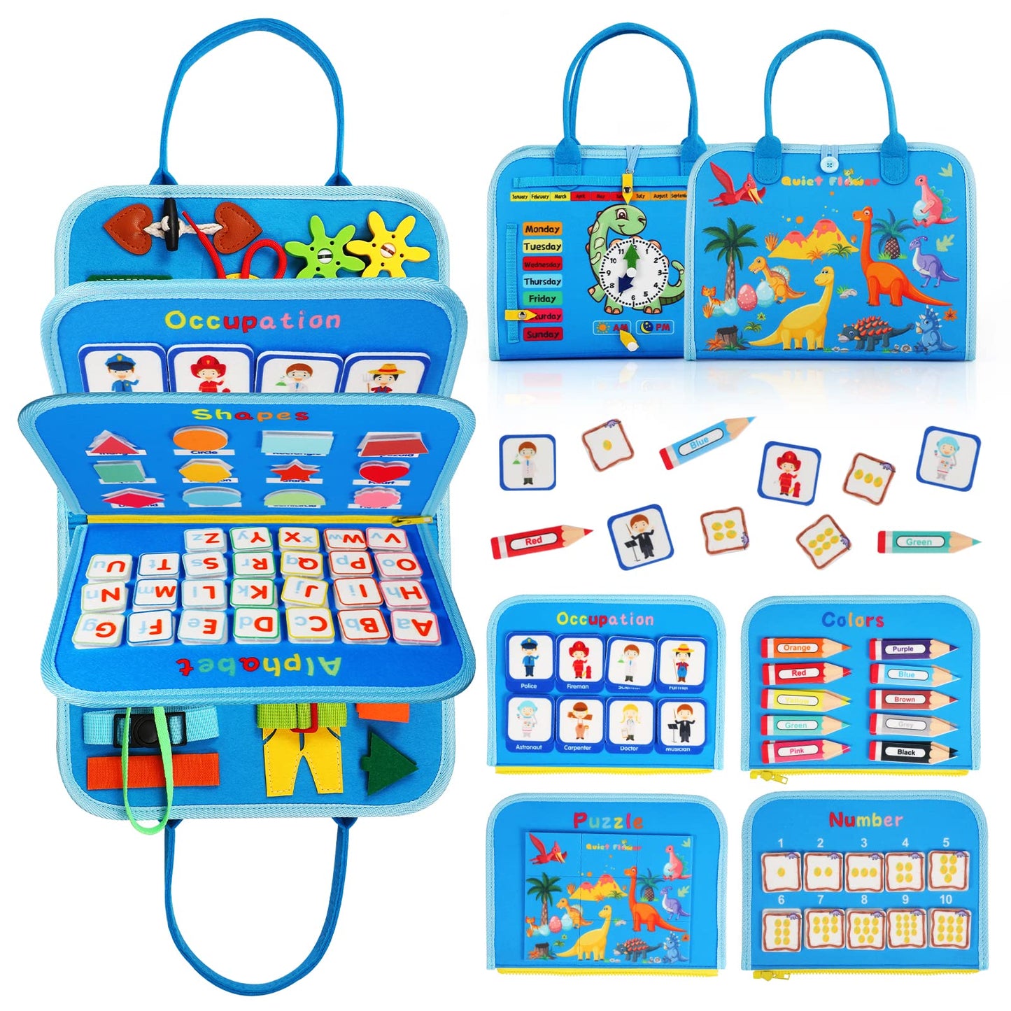 Toddler Busy Board For 1 Years Old, Montessori Learning Toys Busy Book For Toddlers 1-3 Educational Activity Basic Dress Motor S