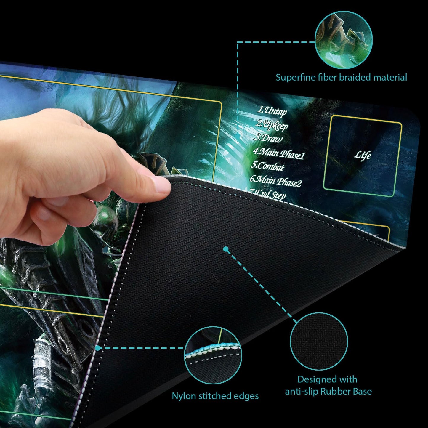 Extalas Experience high-standard Quality with Our MTG Playmat - Perfect for Magic: The Gathering and Lord of The Rings Fans  Complete with a Storage Tube and 7 dice ! (Style15  playmat with zones)