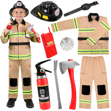 Giftinbox Firefighter Costume For Boys,Fireman Costume For Boys With Accessories Toddler Halloween Costumes For Kids 3-12…