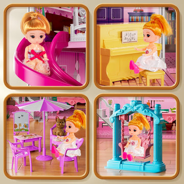Villa Girls Toys For Kids Ages 3 4 5 6 7-12 Rooms Indoor Toys With 2 Dolls Toy, Pretend Plays Toy With Accessories And Furniture