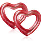 2 Pcs Heart Pool Floats Inflatable Swim Rings, 47.3 x 39.4 Inch Bachelorette Floaties Heart Shaped Swimming Loungers Tube for Ad