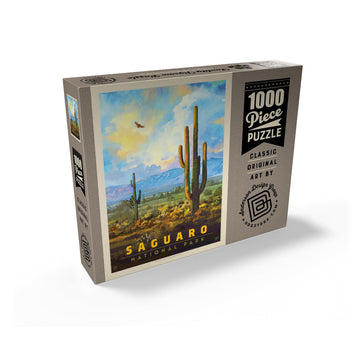 MyPuzzle Saguaro National Park: Desert Daybreak  Vintage Poster - enhanced 1000 Piece Jigsaw Puzzle for mature-themeds