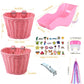 Aurelema Doll Bike Seat With 30 Pcs Stickers Decals Bike Basket For Kids Bike Handlebar Streamers Colorful Ribbons Tassel Daisy