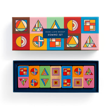 Galison Frank Lloyd Wright Domino Set - 28 Double Sided Colorful Geometric Patterned Wooden Domino Pieces