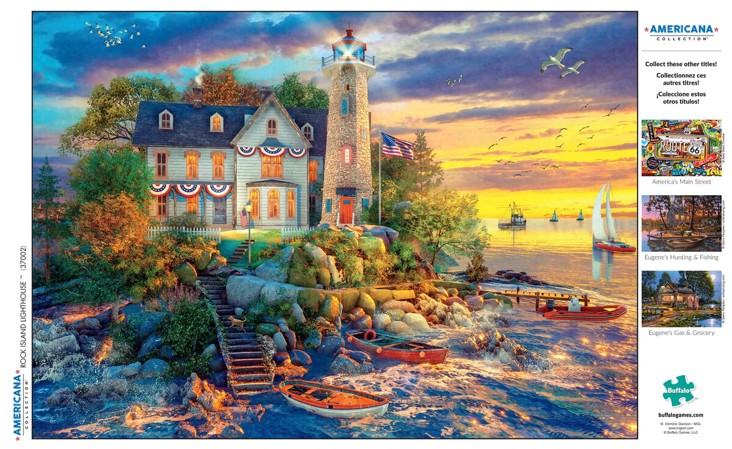 Buffalo Games - Dominic Davison - Rock Island Lighthouse - 500 Piece Jigsaw Puzzle For Adults -Challenging Puzzle Perfect For Game Nights - Finished Size Is 21.25 X 15.00