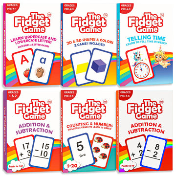 The Fidget Game Flash Cards For Children Ages 3+ - Learning Tools For Letters, Numbers, Addition & Subtraction, Shapes & Telling Time. Preschool Kindergarten Flashcards