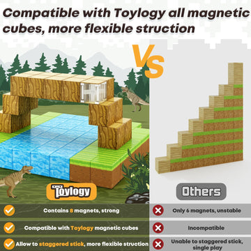 Magnetic Blocks-Build Mine Magnet World Edition, Magnetic Toys For Boys & Girls Age 3-4 4-5 6-8,Stem Montessori Sensory Toys For Toddlers Gifts For 3+ Years Old,48Pcs Fidget 1' Cubes Construction Toys