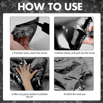 Feyg Black Star Balloons, 10 Pcs, 18 Inches, Foil, Self-Sealing, For Helium, Party Decorations, Anniversary, Graduation, Wedding