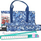 TrendyMate American Mahjong Set 166 enhanced White Tiles 4 All-in-One Mahjong Racks/Pushers Complete Western Mahjong with Soft Blue Printed Carrying Bag