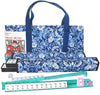 TrendyMate American Mahjong Set 166 enhanced White Tiles 4 All-in-One Mahjong Racks/Pushers Complete Western Mahjong with Soft Blue Printed Carrying Bag