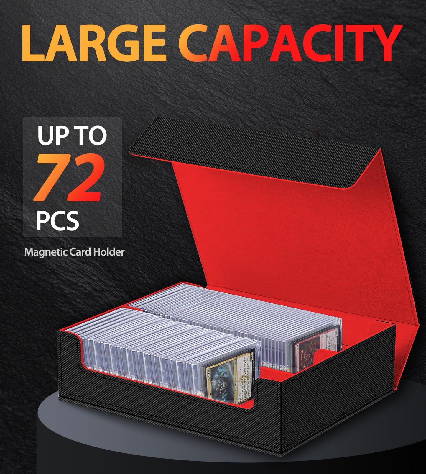 NEWLOOP Magnetic Card Holder Box - Trading Card Storage for Magic the Gathering PKM  Card Protection for CCG TCG PTCG MTG Collectors with 2 PCS EVA Foam Divider  Black and Red