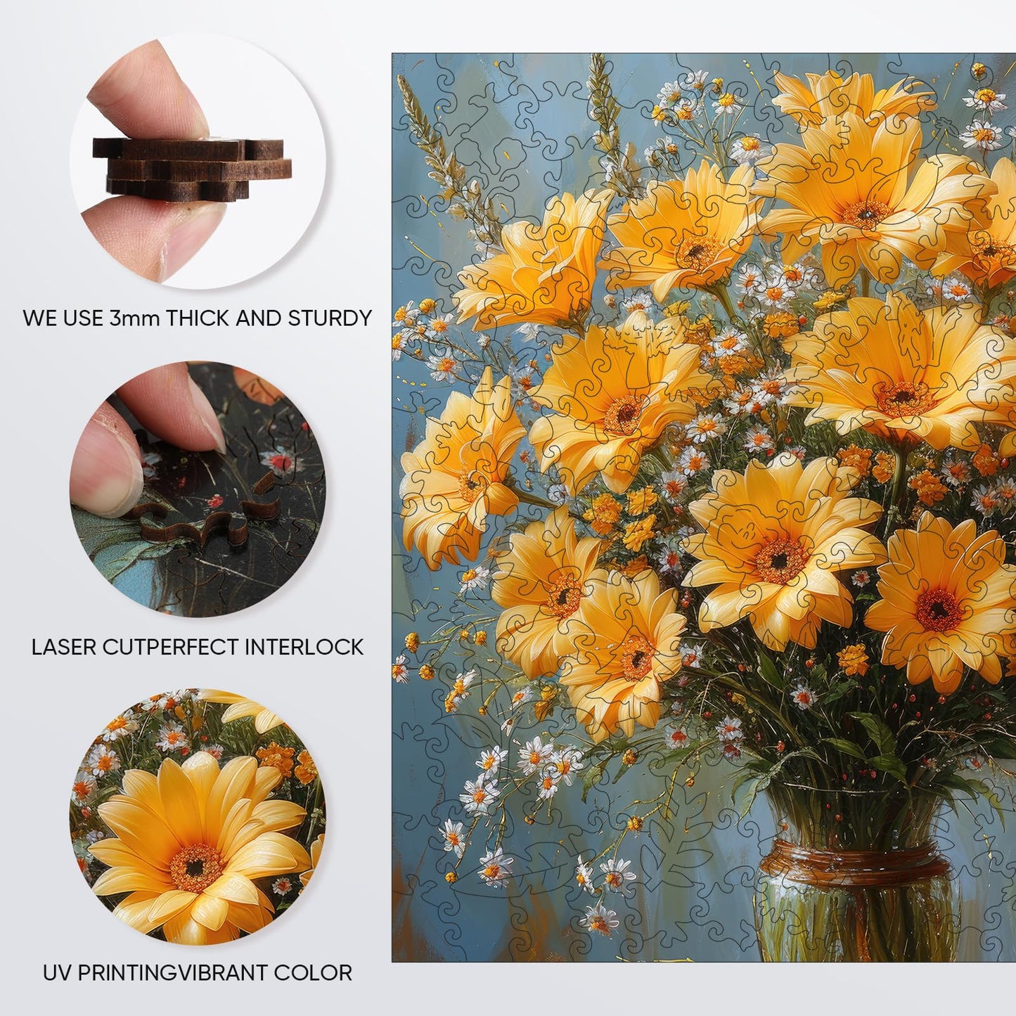 Wooden Puzzles for mature-themeds  500 Pieces Chrysanthemum Wooden Jigsaw Puzzles  16.7 in Wooden Puzzle mature-themed Creative Christmas Thanksgiving Toy Gifts for Friends Family Puzzle Lovers