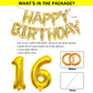 SHUNTAI 61st Birthday Decorations - Gold Jumbo Foil Number Balloons & Banner, 16" Mylar for Men & Women Party Supplies