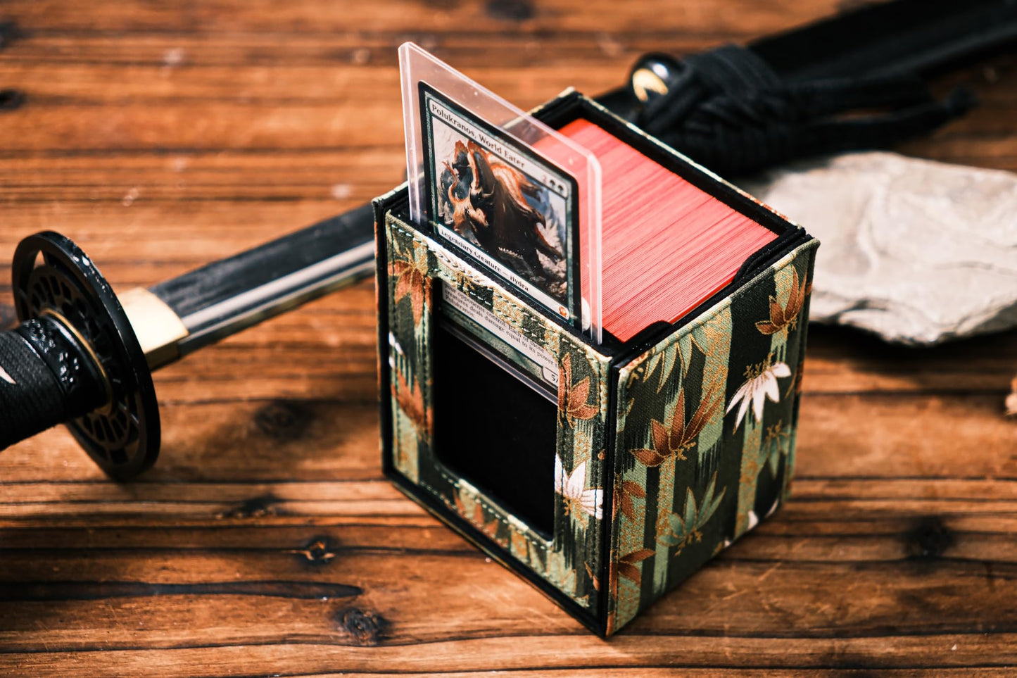 KakapopoTCG The Shogun Deckimono: a Kimono Deck Box for MTG Magic FaB EDH Commander YGO DND Spell Cards FaB PTCG TCG (Koi of Daw