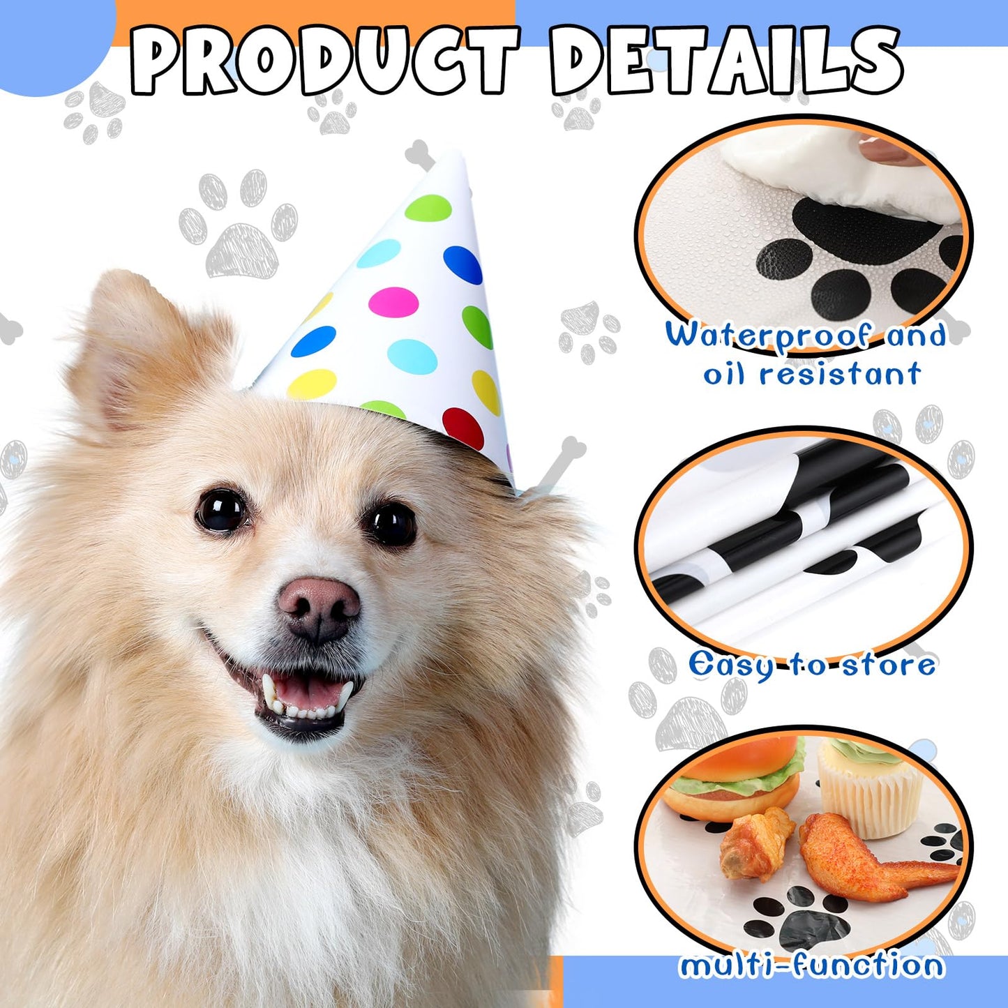 Dunzoom 4 Pack Puppy Dog Pet Paw Print Plastic Tablecloth 54 x 108 Inches Table Cover Paw Print Disposable Rectangle Table Cover