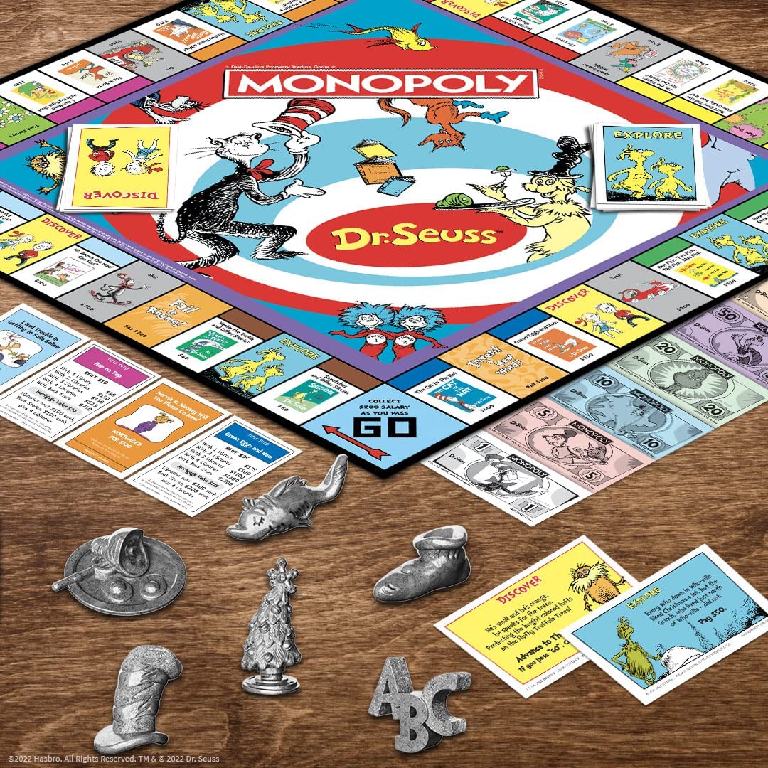 USAOPOLY Monopoly: Dr. Seuss Classic Game - Custom Board & Artwork, One Size, Multicolor, Model MN154-000-002200-06