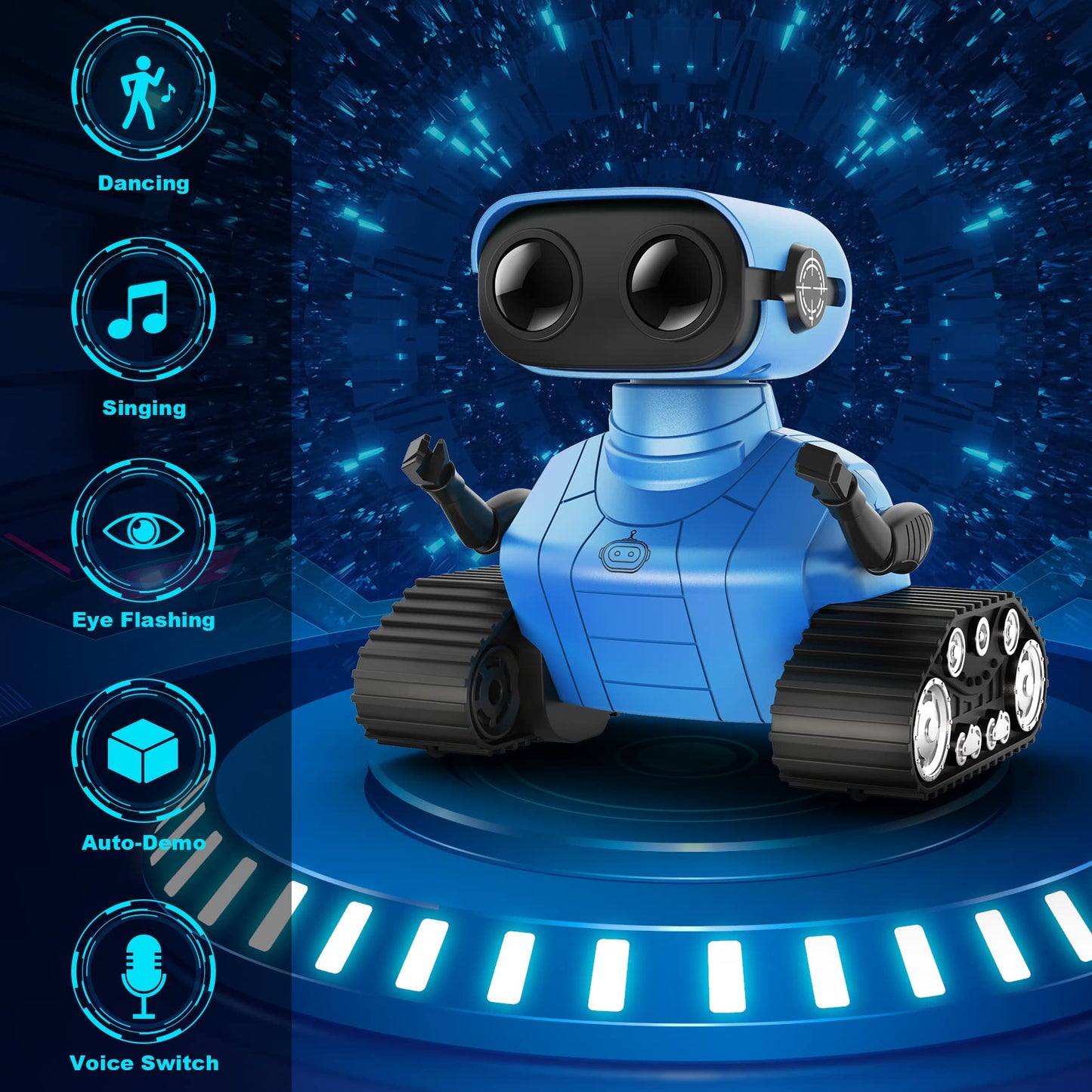 Hamourd Robot Toys for Boys Girls, Rechargeable Remote Control Emo Robots with Auto-Demonstration, Flexible Head & Arms, Dance M