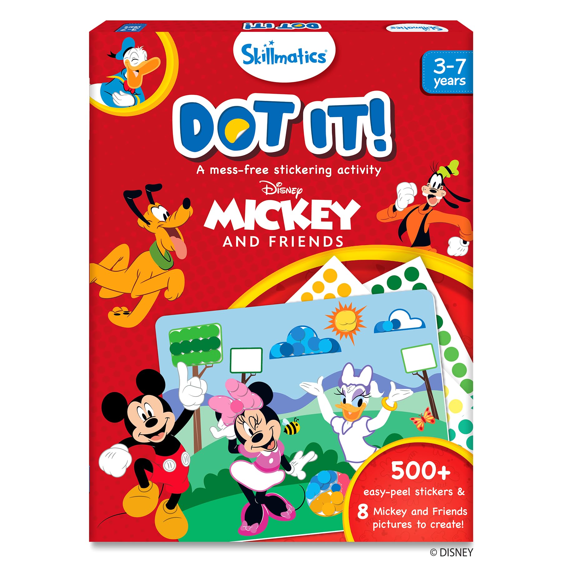 Skillmatics Dot It Sticker Art Activity - Disney Mickey And Friends, Mess-Free Fun For Kids, 500+ Stickers, Craft Kits, Diy Activity, Travel Toys, Gifts For Boys & Girls Ages 3, 4, 5, 6, 7