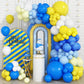 Blue Yellow Balloon Garlands, Pastel Blue Yellow White Balloon Arch Kit, 18/12/10/5 Inch Different Sizes Royal Blue Yellow Latex
