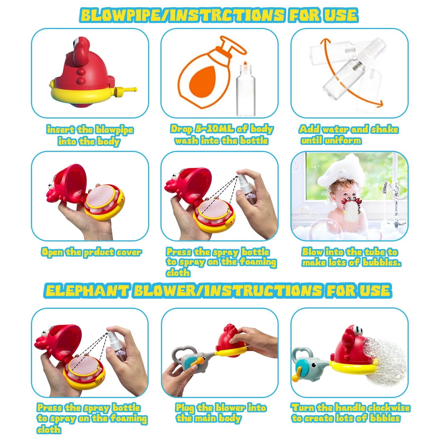 Baby Bath Toys For Toddlers, Crab Bath Toys For Toddlers For 1 2 3 4 5 Kids, Bath Bubble Maker No Battery Required Baby Kids Bat