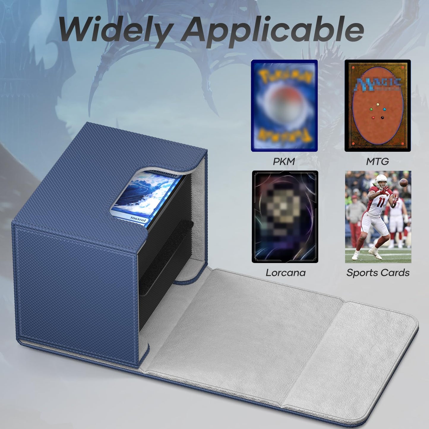 Mlikero Card Deck Box, Commander Deck Box Holds 100+ Double-Sleeved Cards with Divider, Leather Magnetic Closure Card Box Fit fo