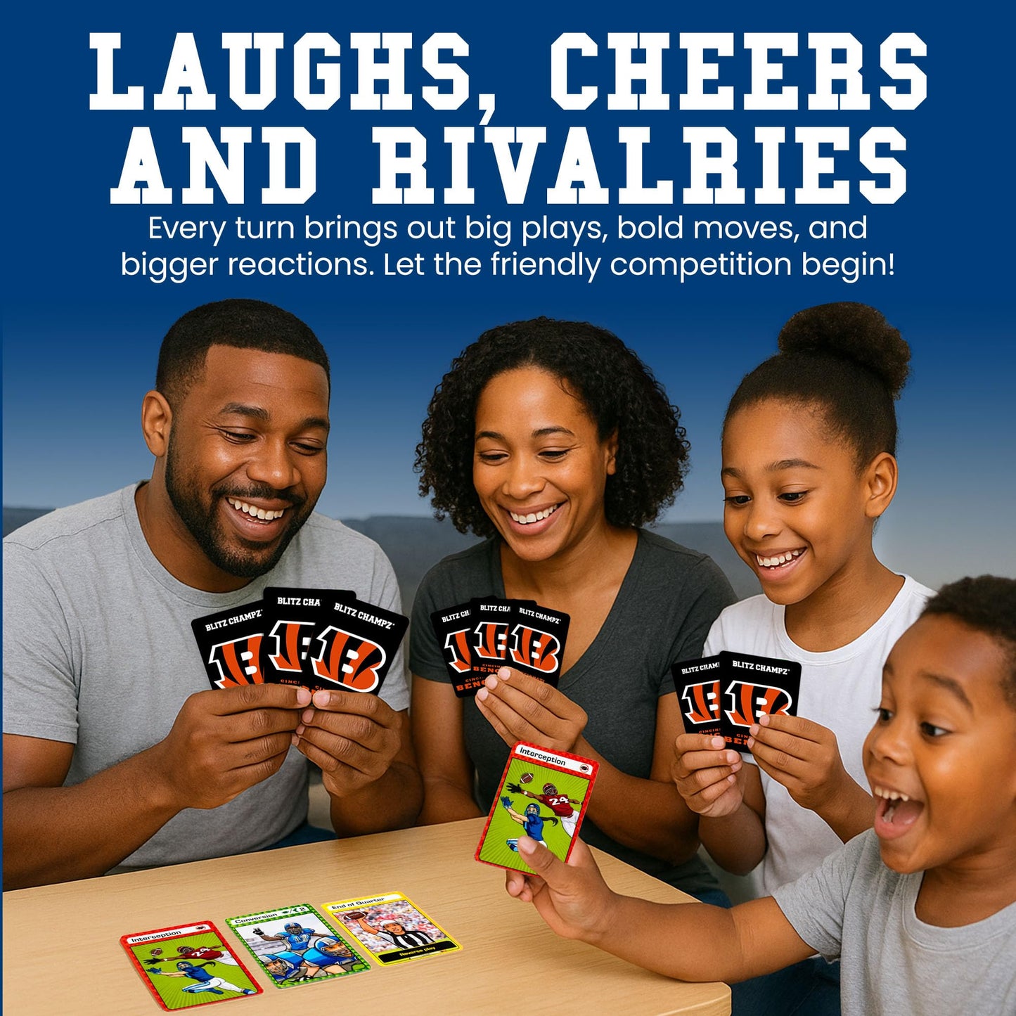 Blitz Champz Cincinnati Bengals - Official NFL Playing Cards & Bengals Gifts for Men & Women, Fun Travel Card Games for Adults &